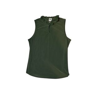 Green Sleeveless Blouse with Ruffle Collar